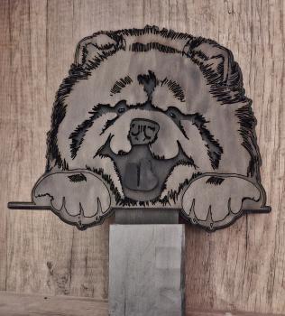 Chow-Chow Kopf Blau auf Standfuss